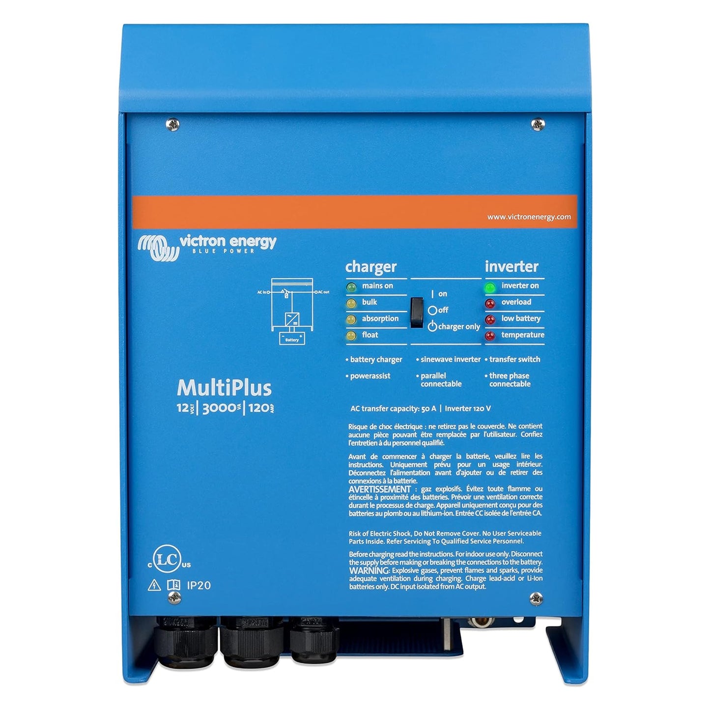 Victron - MultiPlus 12/3000/120-50 120V VE.Bus (UL 1741 & 458) [PMP122301102]