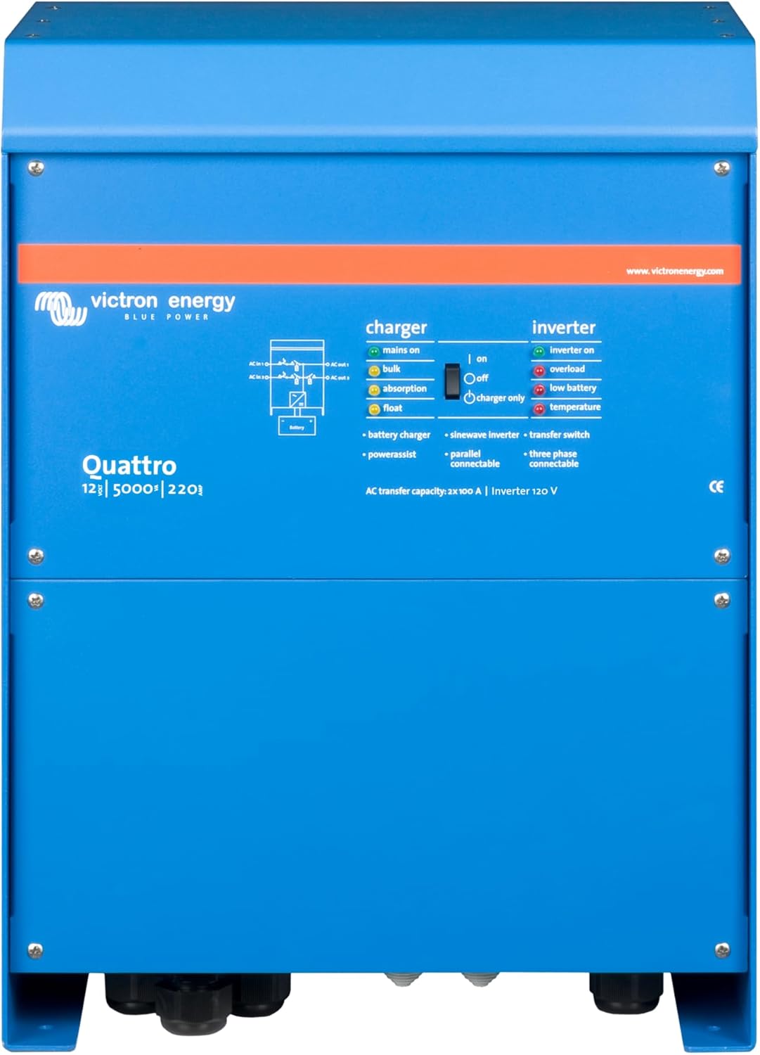 Victron - Quattro 12/5000/220-100/100 120V VE.Bus [QUA125021100]