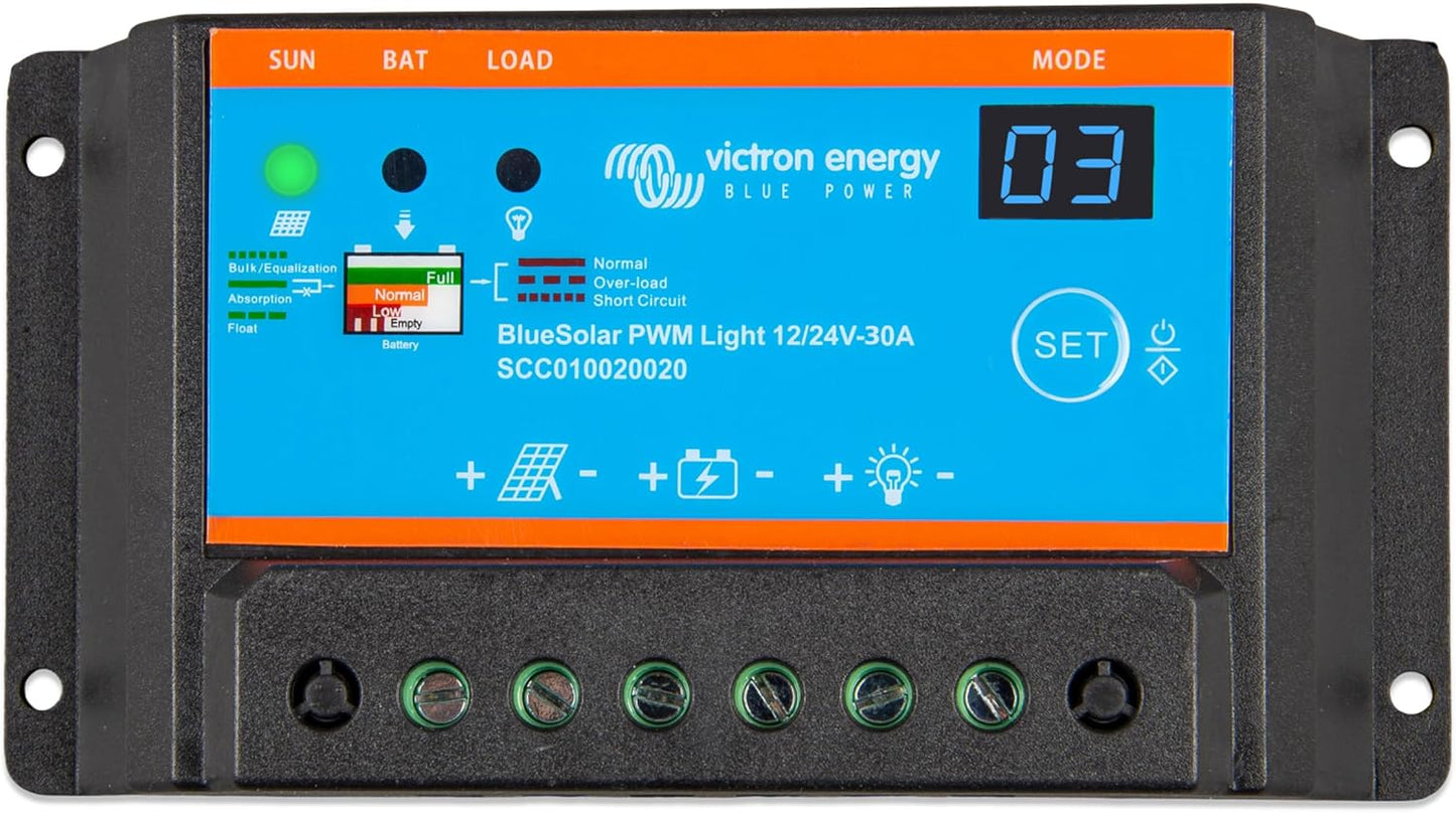 Victron - BlueSolar PWM-Light Charge Controller 12/24V-30A [SCC010030020]